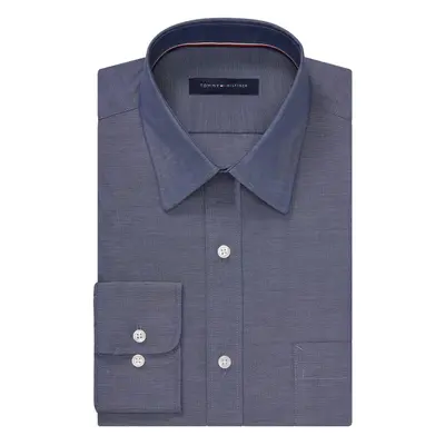 Tommy Hilfiger mens Regular Fit Non Iron Solid Dress Shirt Night Blue