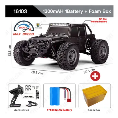 (16103 Black 1B FB) ZWN 1:16 4WD RC Car With LED Remote Control Cars High Speed Drift Monster Tr