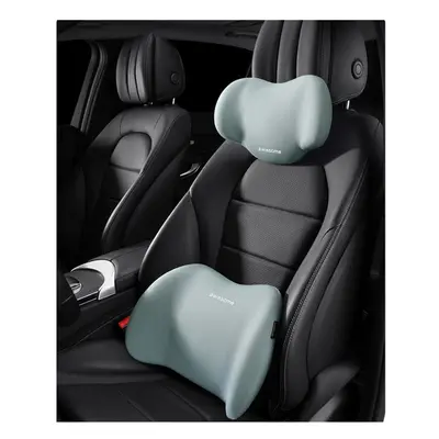 (1 set light green) Memory Cotton Car Neck Headrest Pillow Car Accessories Cushion Auto Seat