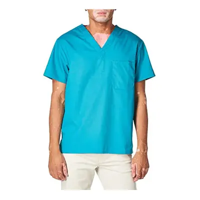 Dickies Mens Big and Tall Signature V-Neck Scrubs Shirt Teal Blue XX