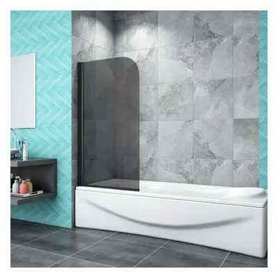 Pivot Matt Black Frame Dark Grey Bath Shower Screen