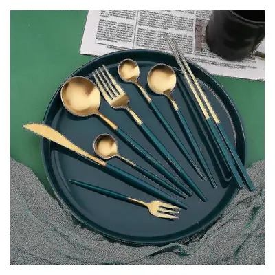 Green Gold Nordic Style Kitchen Cutlery