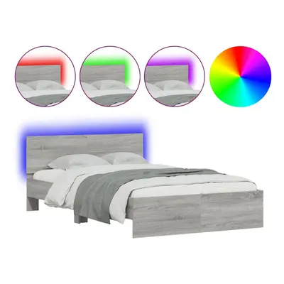 (grey sonoma, x cm) vidaXL Bed Frame with Headboard and LED Bed Base Mattress Foundation Bedstea