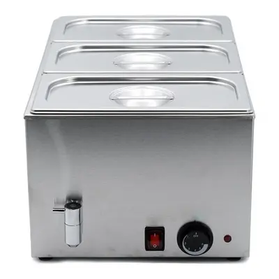 1/1 Size Wet Bain Marie with Drain Tap and x 1/3 GN Pans & Lids