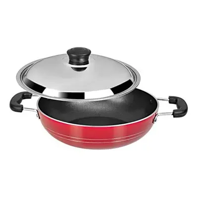 Dolce & Gabbana Non-Stick Coating Kadai Fry Pan with Steel Lid Non-Stick Aluminum Kadhai Deep Fr