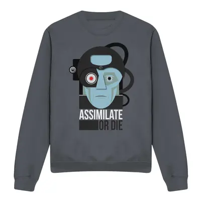 (XXL, Charcoal) Star Trek Unisex Adult Assimilate or Die Sweatshirt