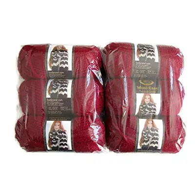 Lion Brand Yarn Wool-Ease Thick and Quick Yarn (6-Pack) Cranberry