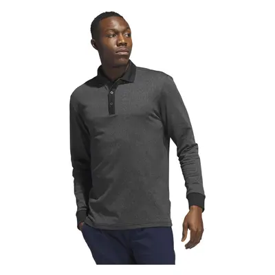 adidas Men's Essentials Long Sleeve Polo Shirt Black Melange Large