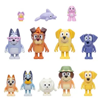 Bluey Super Fan Set Includes Twelve 2-2.5"" Figures Bingo Chattermax Grey Dancer Floppy Bunny Lu