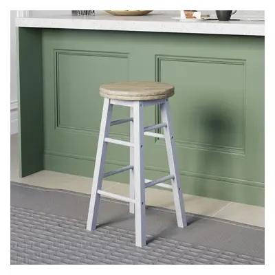 (White) Wooden Revolving Swivel Dining Kitchen Bar Stool