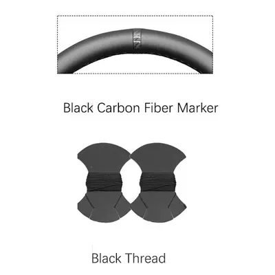 (Black Marker) Black Carbon Fiber Suede Marker Soft Hand-stitched Car Steering Wheel