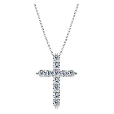 (as the picture, 3.3ct) D Color 3.3ct Moissanite Cross Necklace For Men Luxury S925 Sterling Sil