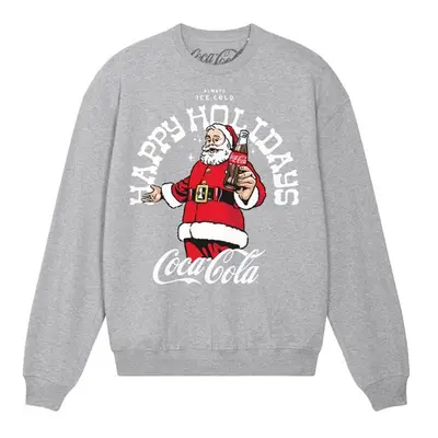 (M, Heather Grey) Coca-Cola Unisex Adult Happy Holidays Sweatshirt