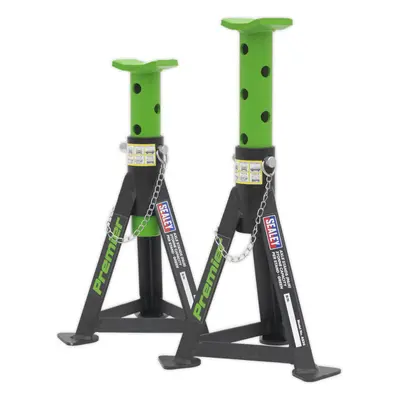 PAIR Tonne Heavy Duty Axle Stands - 290mm to 435mm Adjustable Height - Green