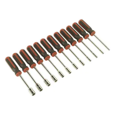 12 Piece Nut Driver Set - 240mm Heat Treated Steel Shafts - Textured Grip Handle