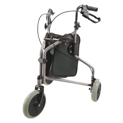 Silver Three Wheeled Steel Tri-Walker - Height Adjustable - 115kg Weight Limit