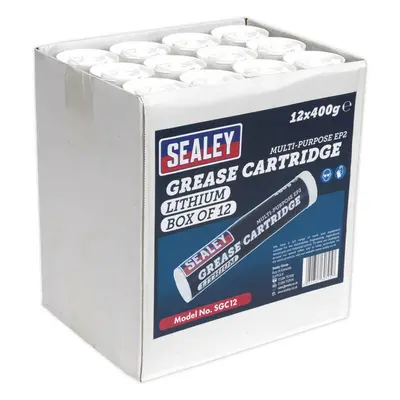 12 PK 400g EP2 Lithium Grease Cartridge - Multipurpose - For Plunger Type Guns