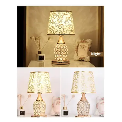 (as the picture, C 13*20*37cm) European-style Crystal Table Lamp Ins Simple Modern Bedroom Warm 