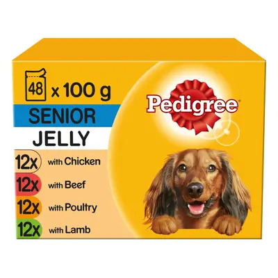 PEDIGREE Senior Dog Pouches In Jelly 12x100g (Pack of 4)