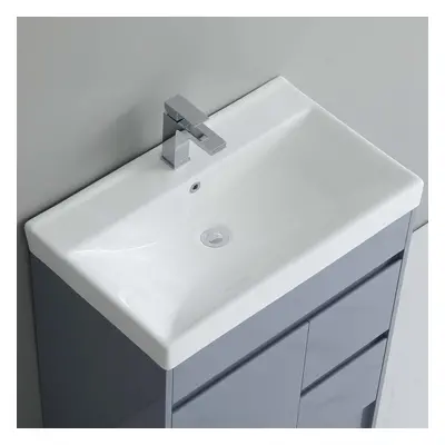 750mm Bathroom Iset Basin & OVerflow Mid-Edge Wash Ceramic Sink Tap Hole