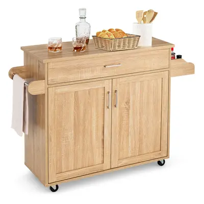 Kitchen Island Cart Rolling Storage Trolley Cart w/ Lockable Casters