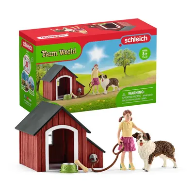 Schleich Farm World, Animal Toys for Kids, Dog Kennel with Dog Toy and Dog House 5-piece set, Ag