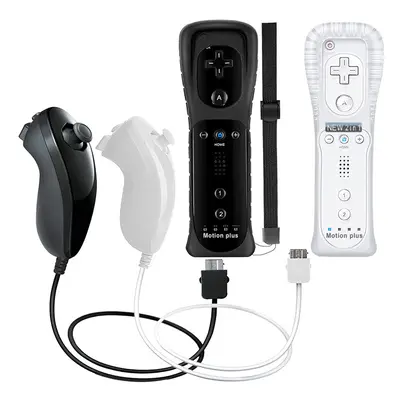 (Black White - Set) 1pcs/2pcs Controller for Wii Remote Controller Gamepad Built-in Motion