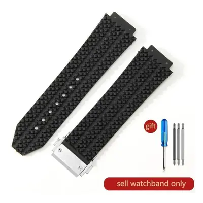 (J01-Black-Steel-Z2 26x19mm) For Hublot Yubo High Quality Silicone Waterproof Watch Strap Classi