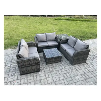 Fimous Outdoor Garden Furniture Sets Seater Wicker Rattan Furniture Sofa Sets with Square Coffee