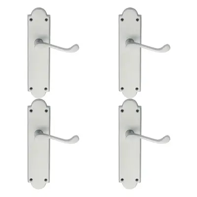 4x PAIR Victorian Scroll Handle on Latch Backplate x 49mm Satin Chrome