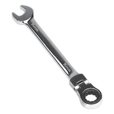 16mm Flexible Ratchet Combination Spanner - Flexible Ring Head - Chrome Vanadium