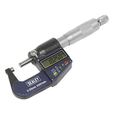 Digital External Micrometer - 0mm to 25mm - Adjustment Wrench - LCD Display