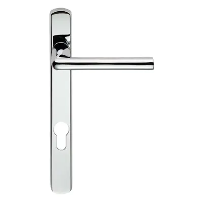 PAIR Straight Lever on Narrow Euro Lock Backplate x 26mm Polished Chrome