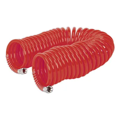 PU Coiled Air Hose with 1/4 Inch BSP Unions - Metre Length - 6mm Bore