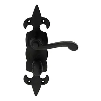 PAIR Forged Scroll Lever Handle on Bathroom Backplate x 57mm Black Antique