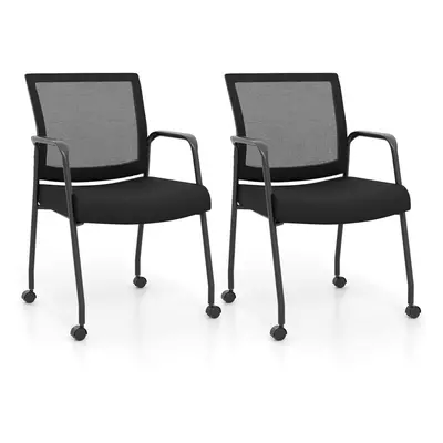 2Pcs Office Guest Chairs Meeting Room Conference Chair on Wheels