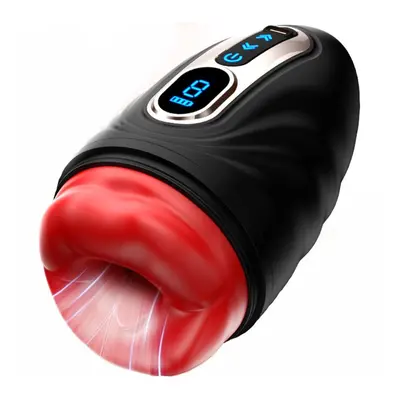 (black) Automatic Oral Vibrator Sucking Male Masturbator Penis Trainer With Sucking And Vibratin