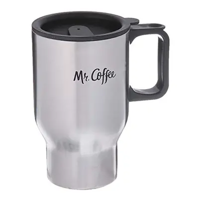 gibson Mr coffee Expressway Ounce Brushed Stainless Steel Travel Mug with Black Lid and Handle, 