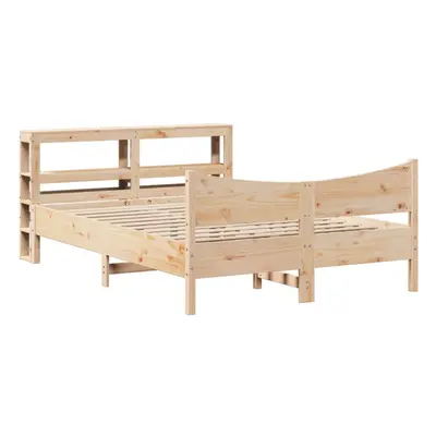 (natural, x cm) vidaXL Bed Frame with Headboard Bed Base White 100x200 cm Solid Wood Pine