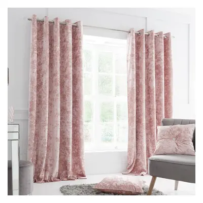 Crushed Velvet Eyelet Curtains Blush 66" x 54"