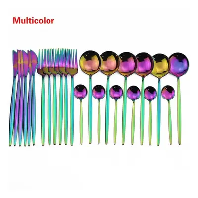 (multicolor) Gold Cutlery Set Piece Tableware Sets Of Dishes Knifes Spoons Forks Set Stainless S