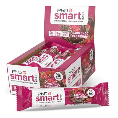 PhD Nutrition Smart Protein Bar, High Protein Low Sugar Protein Snacks, Dark Chocolate Raspberry