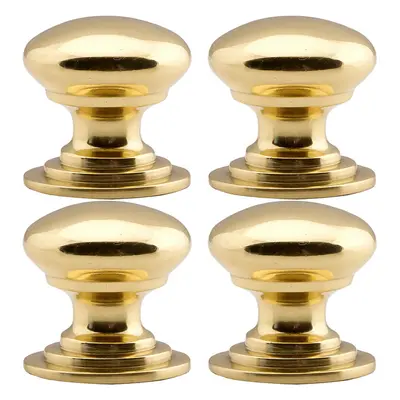 4x Victorian Round Cupboard Door Knob 38mm Dia Polished Brass Cabinet Handle