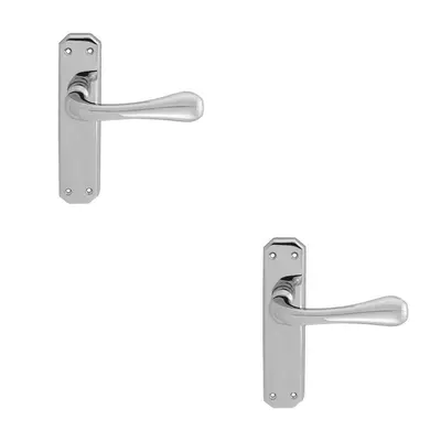 2x PAIR Heavy Duty Handle on Angular Latch Backplate x 40mm Polished Chrome