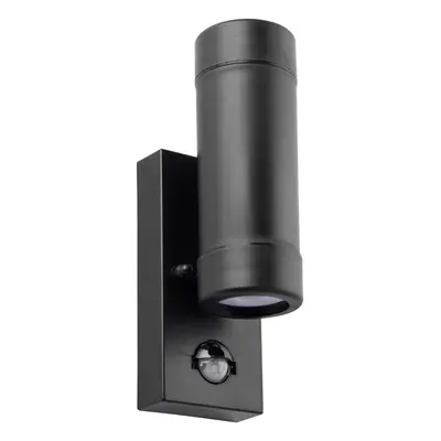 Up & Down IP44 Wall Light with PIR - x 7W LED GU10 - Matt Black