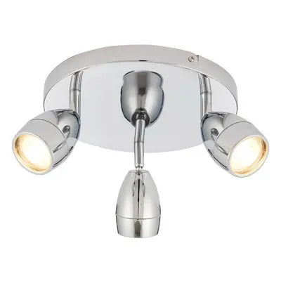 IP44 Bathroom Ceiling Spotlight Chrome Plate Triple Round Modern Downlight