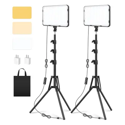 2-Pack LED Video Photography Lighting Kit with 62.99 Inch Tripod, Dimmable Studio Streaming Ligh