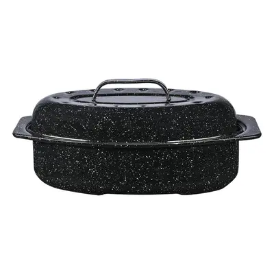 Granite Ware 13-inch oval roaster with Lid. Enameled steel design to accommodate up to lb poultr