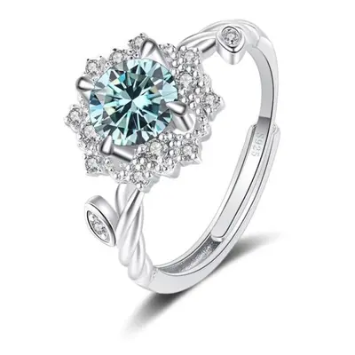 (blue, 1ct adjustable) Bague Ringen Round 8h8a Vvs D Color 1ct Moissanite Ring S925 Sterling Sil