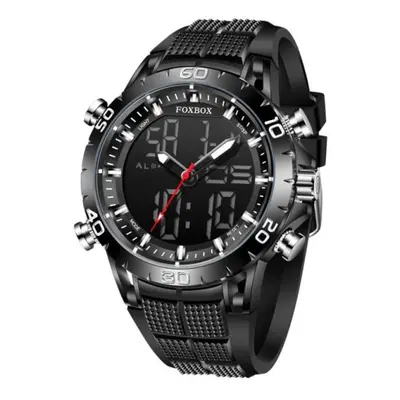 (Black) FOXBOX Sport Mens Watches Top Brand Luxury Dual Display Quartz Watch For Men Military Wa